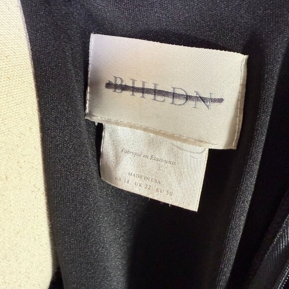 BHLDN Thorton Black Maxi Wrap Dress Sz 18 V-Neck Flutter Sleeve Gown Made In USA - Picture 6 of 15